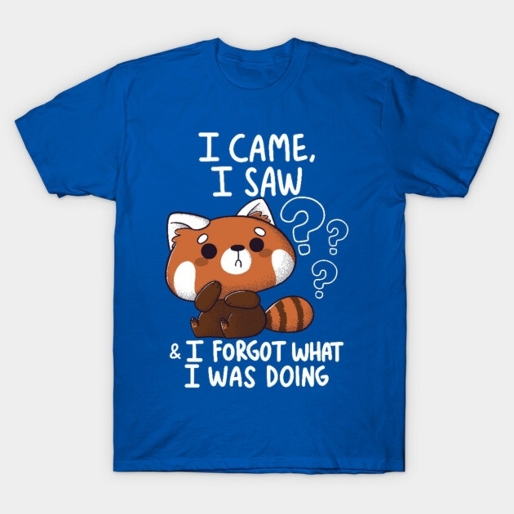 Mens/Unisex XL Blue T-Shirt Tee with Red Panda Graphic
